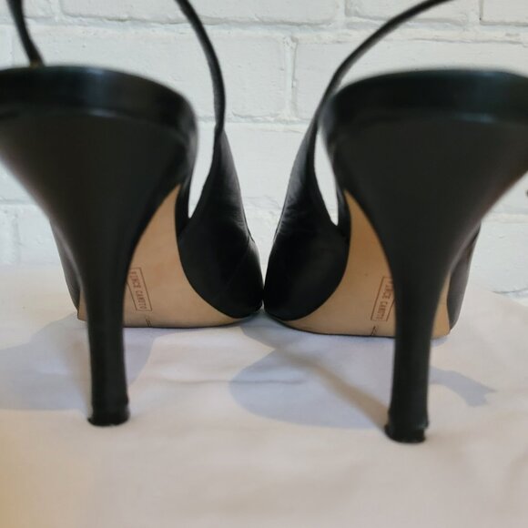 Vince Camuto Stefania Black Leather Slingback Heels Size 7 M - Picture 8 of 13